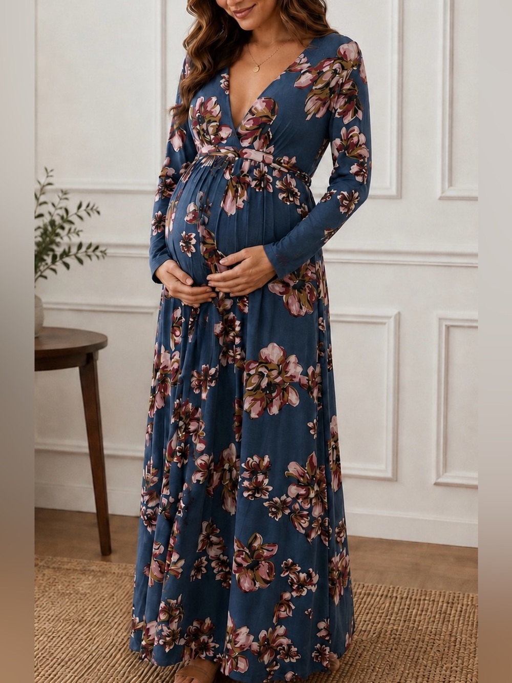 Rachel Pally Long Sleeve Floral Maternity Maxi Dress - Size XS